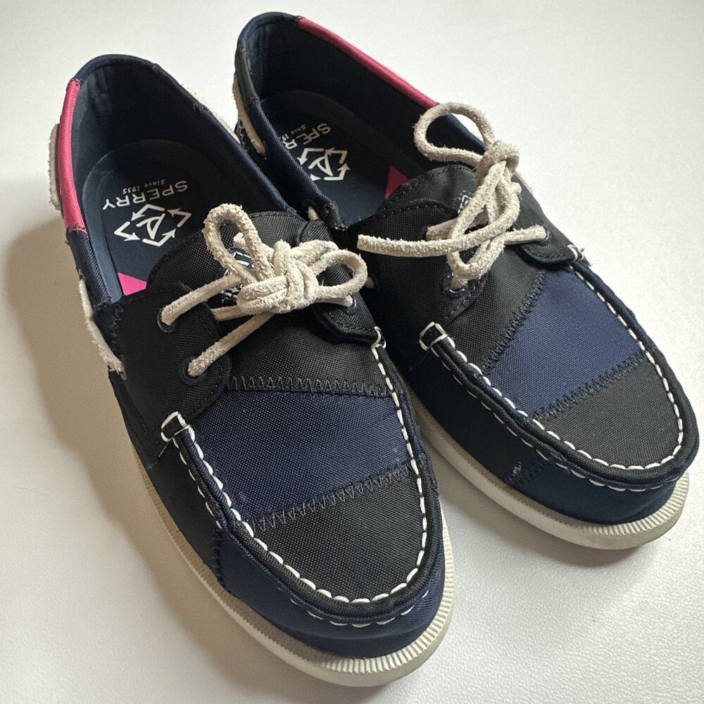 Sperry Green Pink Navy Authentic Original Bionic Boat Shoes Women's Size 7.5M - Picture 3 of 14
